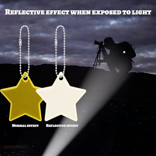 Aimeke 30 Stück Sicherheits Reflektor Anhänger Reflektoren Stern Anhänger Reflektierende Schlüsselanhänger für Rucksack Radfahren Gehen (12 Farben)