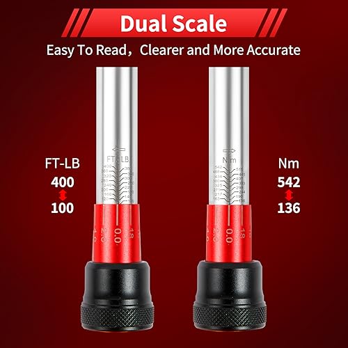Image of Hairich 3 /4-Inch Drive Click Torque Wrench, Dual-Direction Adjustable 60 tooth 100-400ft.lb /136-542Nm, Professional Inch Pound Torque Wrench, for Maintenance Tool and Product Assembly