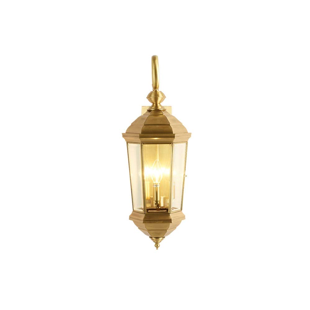 Lampe murale extérieure européenne en cuivre pour pilier de jardin