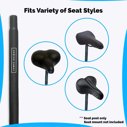 Andrew James Bike Seat Post For Rad Bikes 27.2Mm X 350Mm Black Universal Standard Aluminum Alloy Saddle Tube Extender #TOP3