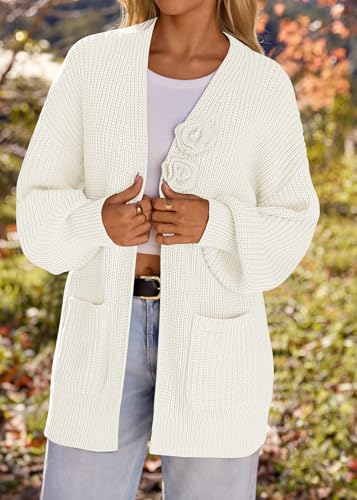 Image of MEROKEETY Long Sleeve Oversized Cardigan Sweaters for Women | Fall Winter Sweaters, Open Front, Chunky Knit, 2026 Casual Work Outerwear with Pockets