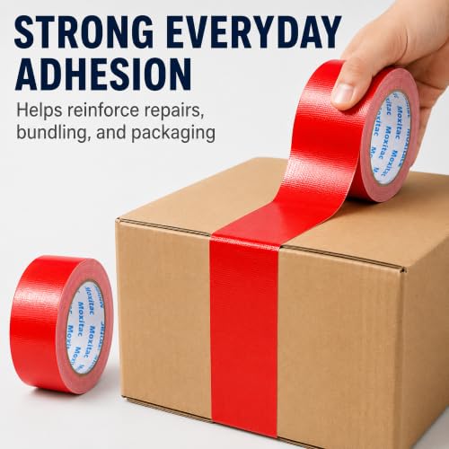 Image of Red Duct Tape, 2 Rolls, 2 in x 30 yd, Heavy Duty Cloth Tape