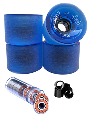 Lucid 70Mm 83A Longboard Cruising Skate Wheel With Bearings And Spacers (Clear/Blue) #TOP23