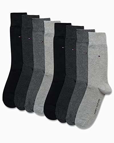 Tommy Hilfiger Mens Dress Socks - 8 Pack Stylish Crew Socks for Men, Breathable, Moisture-Wicking & Stretchable, Size 7-123