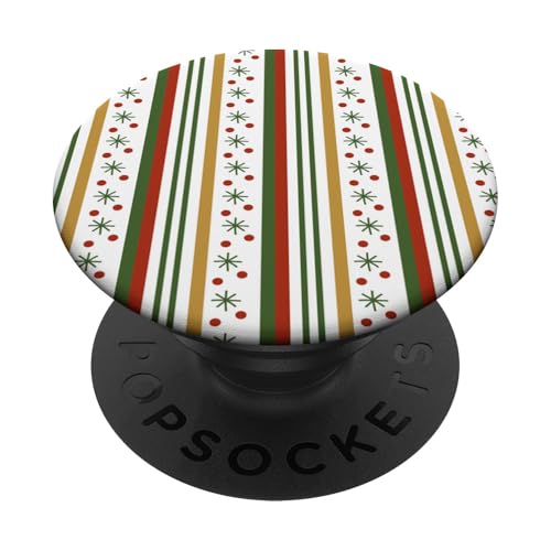 Classic Christmas Stripes Festive Red Green Holiday Stars PopSockets PopGrip Adhesivo