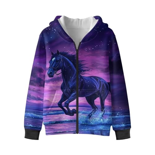 Kids Unisex Fleece Full Zip Hoodie Boys Girls Cardigan Sweatshirt with Pockets Hooded Neck Winter Outerwear3