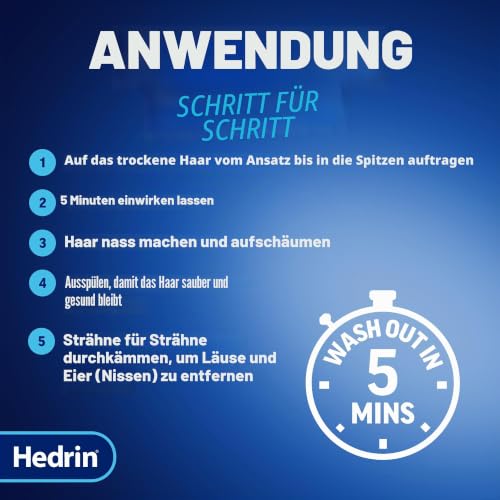 Hedrin All in One Shampoo, 100 ml, tötet Kopfläuse, entfernt Eier und reinigt das Haar
