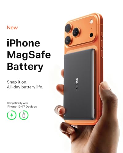 Image of TORRAS MiniMag Power Bank, Ultra Slim 5,000mAh Wireless Portable Charger with USB-C Cable, Fast Charging iPhone Air Magnetic Battery Pack, Compatible for iPhone 17 /16 /15 /14 /13 /12, Glacier Gray