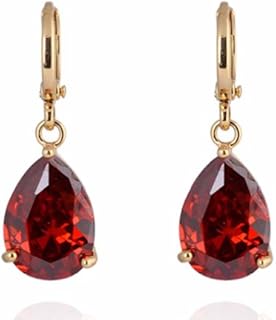 Yazilind Charming Smooth 18K Gold Plated Inlay Teardrop Cubic Zirconia Simple Design Dangle Drop Earrings for Women