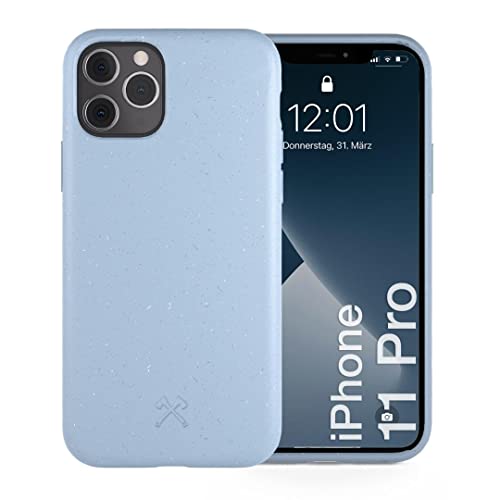 Coque iPhone 11 Pro bleu clair Woodcessories biodégradable