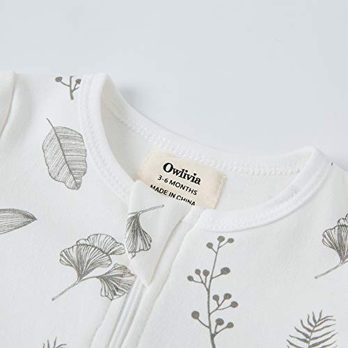 Image of Owlivia Organic Cotton Baby Boy Girl Zip Front Sleep 'N Play, Footed Sleeper, Long Sleeve