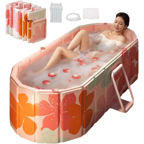 Portable Bathtub Ice Bath Tub - Non-Inflatable PVC Foldable Collapsible Bathtub 59 Large No Installation Bath Tub for Adult Shower Bathroom Hot SPA Soaking Cold Plunge Tub Freestanding Bathtub