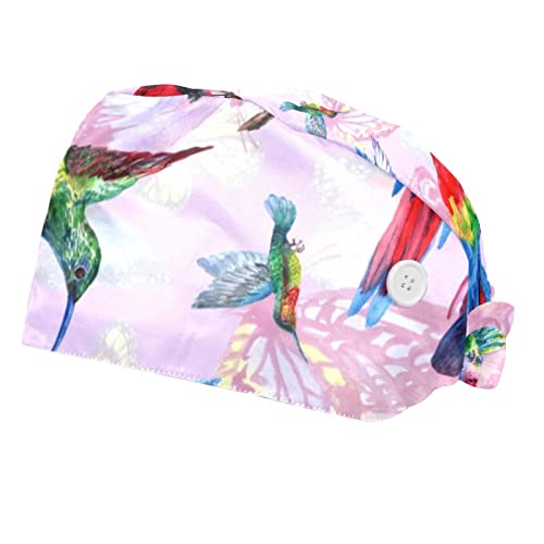 Casquettes de travail anti-transpiration JDEZ avec motifs papillon et perroquets ajustables