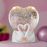 Valentine's Day Decorations Musical Snow Globe with Couple Swan, Heart Light up Snow Globe with 6h Timer - Birthday Anniversary Wedding Valentine's Day Gifts, USB/Battery Operated