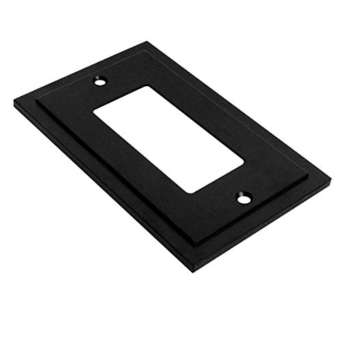 Modern Edge Decorative Wall Plate Switch Plate Outlet Cover, Durable Solid Zinc Alloy (Single Decorator 2Pk, Matte Black) #TOP1
