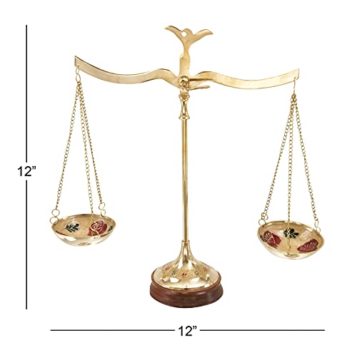 Deco 79 Metal Kitchen Scales With Floral Patterns, 12" X 4" X 12", Gold #TOP5