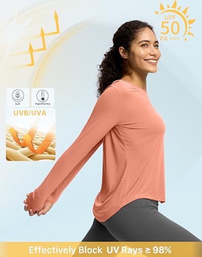 Image of Soothfeel Lightweight Long Sleeve Workout Tops for Women Gym Running Shirts