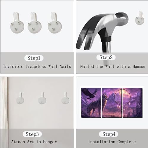 Cadeau pour anniversaire & Noel tableau loup abstrait triptyque HD