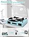 Vinyl Record Player Vintage Wireless Bluetooth Record Player with Enhanced Speakers, USB Recording, LP Player with 3-Speed Belt Drive Turntable Support RCA Line-Out AUX Input EQ,Blue