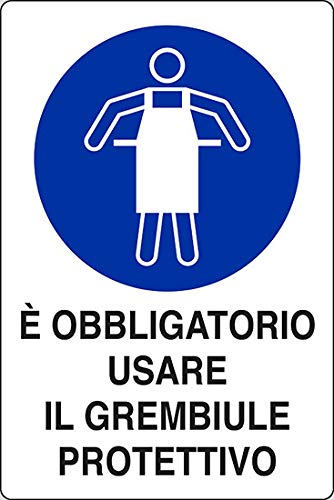 PIXLEMON Cartello Alluminio cm 30x20 È OBBLIGATORIO Usare Il Grembiule Protettivo