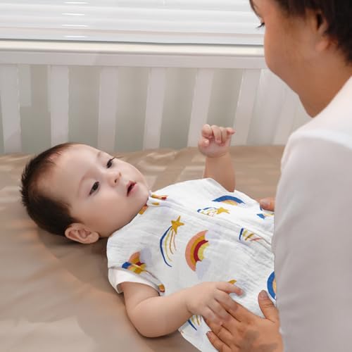 Image of david's kids Muslin Cotton Baby Sleep Sack 18-24 Months, 2 Pack 100% Cotton Sleeping Bag for Summer, TOG 0.5 Baby Wearable Blankets with 2-Way Zipper, Soft Sleep Sacks for Newborn Infant, Rainbow