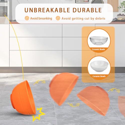 Image of Rubtlamp Wheat Straw Dinnerware Set, 16Pcs Unbreakable Plates And Bowls Sets of 4, Plastic Plates Set Reusable (Four Colors) Include Dinner Platos, Dessert Platos, Cereal Bowls, Cups for Daily