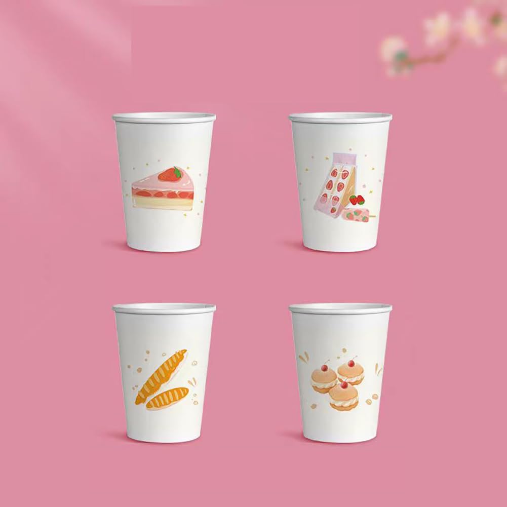 90 szt. jednorazowych kubków papierowych, 255 ml, pogrubiony styl papieru do gorących napojów, domu, biznesu, restauracji i kawiarni
