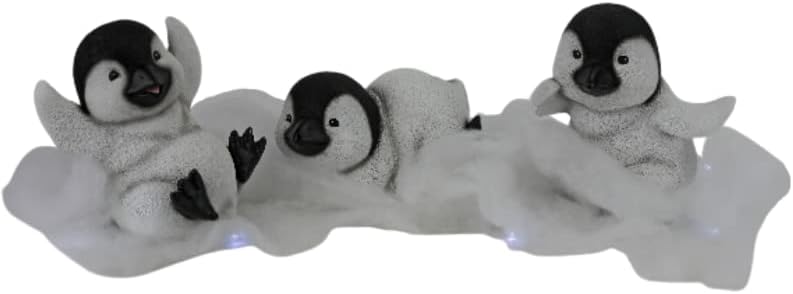 Midlee Christmas Penguin Stairway Holiday Decoration (Pack of 3) | Sliding Fake Snow Realistic Design