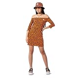 adidas Originals Womens Leopard Print Dress, Orange/Black, Medium