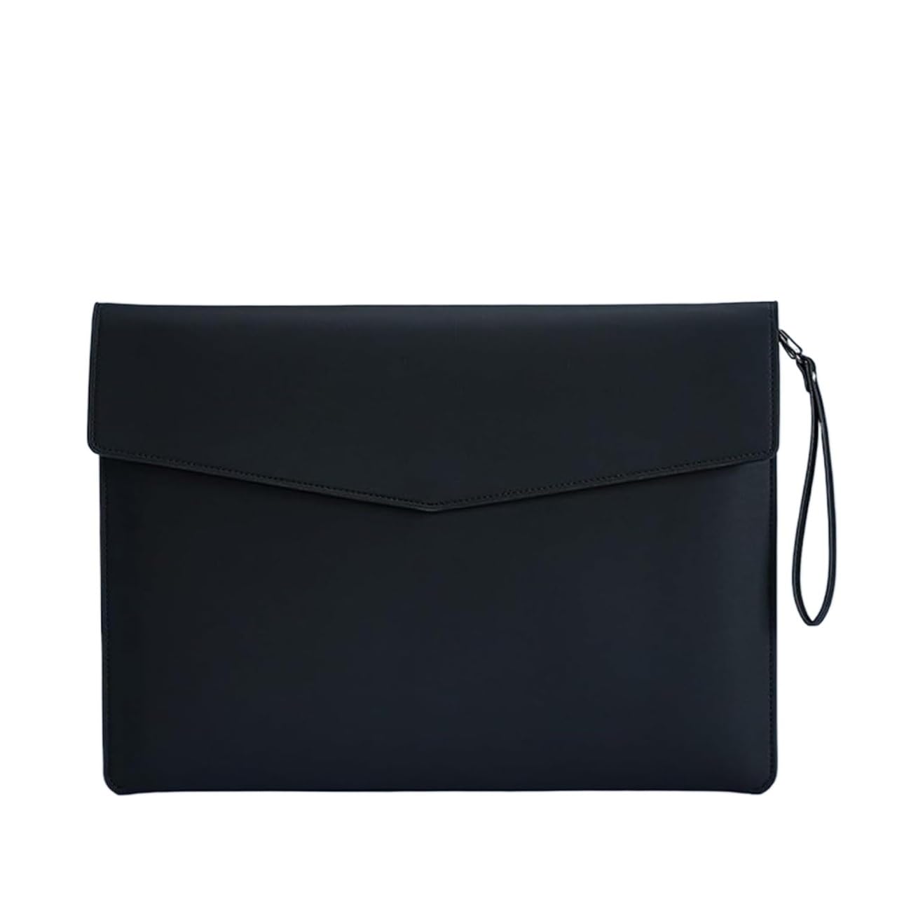 Porte-documents en cuir, classeur, format A4, enveloppe en cuir, informations sur l'entreprise, sac de réunion for documents, taille: 345x250mm(Black)