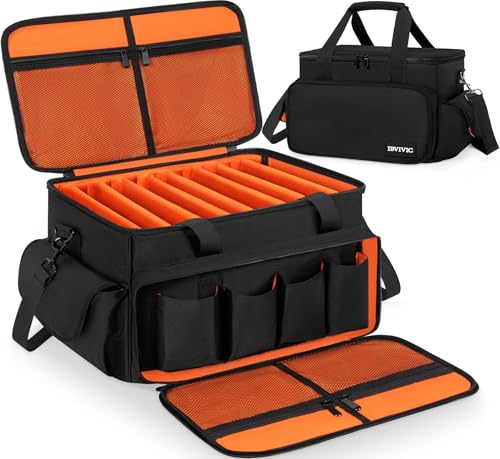 FREEAMG DJ Tasche, 1680D Nylon DJ Gigbag mit Abnehmbaren Trennwänden und Boden, DJ Kabel Organizer Tasche für Professionelle DJ Ausrüstung, Musikinstrumente und Zubehör, Orange (Groß)