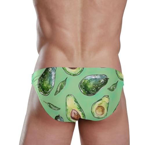 Green Avocado Men's Swimwear Sexy Bikini Solid Siwmming Briefs 208552903