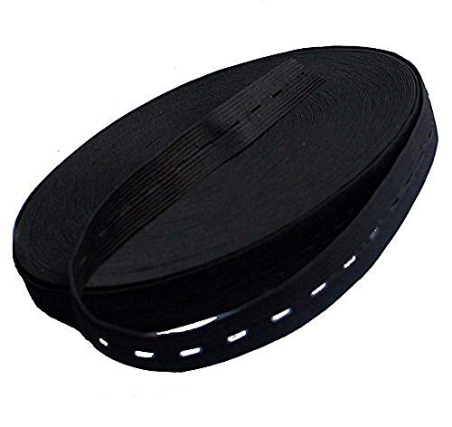 Élastique boutonnière souple et pliable noir 2 cm pour short