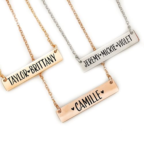 Camille Jane Necklace Personalized Kids Name Necklace Kids Names Bar Necklace Mom Personalized for...