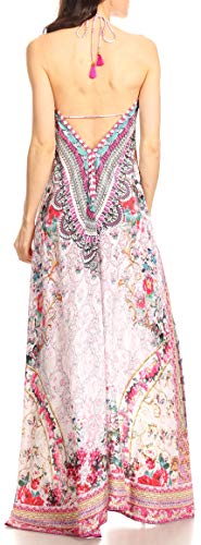 Image of Sakkas Lizi Womens Maxi High-Low Halter Handkerchief Long Dress Beach Party