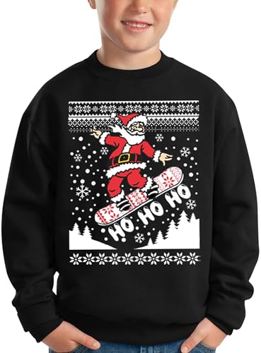 BesserBay Christmas Boys Xmas Sweatshirt Crewneck Funny Ugly Novelty Party Long Sleeves Jumper Santa Black 5-6 Years