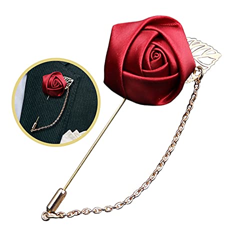 Broche pour hommes fleur rose fixation stable revers sans pli - 5