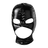 YOOJIA Erotische Vollmaske Mit Reißverschluss Sexspielzeug Maske 3 Loch Kapuze Maske Rollenspiel Kopfmaske Gesichtsmaske Mit Offenen Augen Reißverschluss Clubwear Typ A Schwarz Einheitsgröße