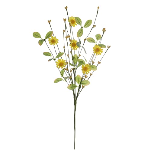 Yawwind 6 Pack Summer Flower Picks And Sprays, 17 Inch Tall Artificial Spring Flower And Berry Stems With Green Leaves For Spring Easter Decor Flower Arrangement (Yellow) #TOP4
