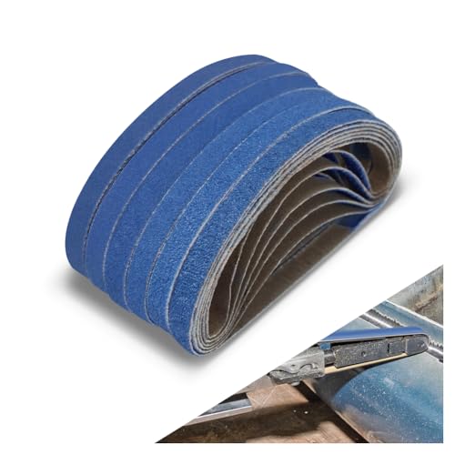 10 x 330 MM Sanding Belts, 36 Pcs Assorted Grits (60/80/100/120/180/240), Zirconia Sanding Belts for Metal Polishing, Woodworking, Derusting