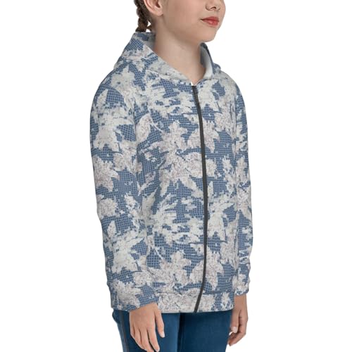 Linen Texture Leaf Kids Pullover Hoodies Boys Zip Up Sweatshirts Girls Athletic Clothes with Pocket4