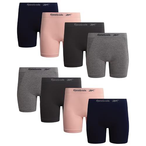 Image of Reebok Womens Boyshorts - 8 Pack Soft Stretch Performance 6 inch Inseam Tag Free Womens Underwear Seamless Boyshort Panties
