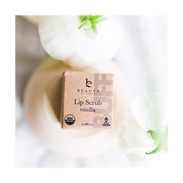 USDA Organic Lip Scrub Vanilla - USA Made All Natural Lip Exfoliator, Moisturizing Scrub for Dry Lips, Lip Scrubber Exfoliator & Sugar Scrub for Smooth Lips, Small Beauty Gifts
