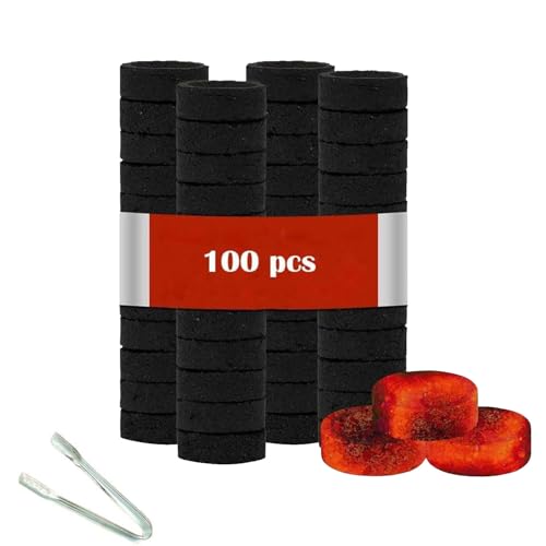 Image of SIGNAMIO Long Lasting Odorless Quick Light Charcoal Tablets - Easy Ignition Coal - for Incense & Bakhoor - Burn Time Up to 45 Minutes - Pack of 10 Roll (100 DISC) DN-2