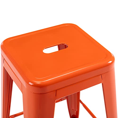 Vogue Furniture Direct 24" High Barstools Backless Orange Metal Barstool Indoor-Oudoor Counter Height Stool With Square Seat, Set Of 4 #TOP5
