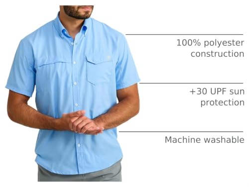 Image of HUK Men's Tide Point Kc Scott Original Artwork Short Sleeve Shirt, Fishing Button Down