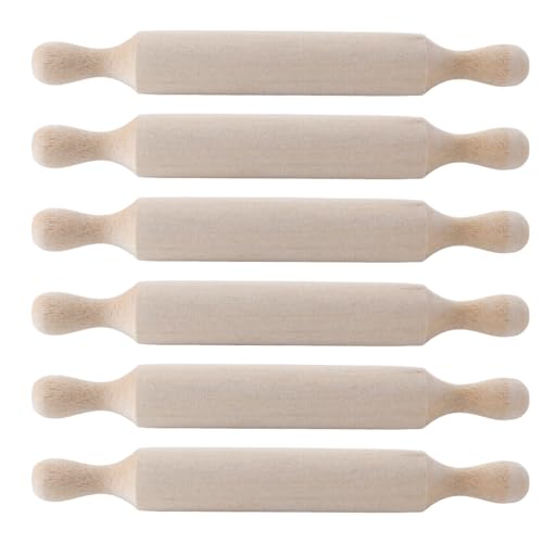 Hoite Lot De 6 Mini Rouleaux À Pâtisserie En Bois, Antiadhésifs, Pour Pâte À Modeler, Pâtisserie, Biscuits, Pâques
