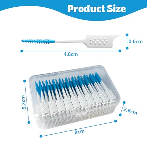 Image of Dental Floss Picks Soft Silicone interdental Brush, Braces Brush, Floss Picks for Teeth, Disposable interdental Brush, Suitable for Cleaning Teeth Health (Blue, 160pcs)
