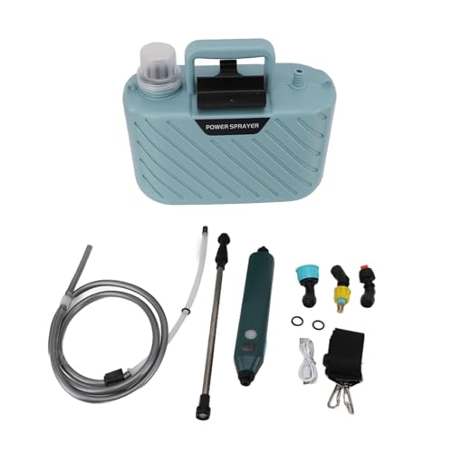 ZephyVita Pulverizador eléctrico para con batería de 5L, 3 boquillas, Varita Ajustable, Correa para el Hombro, pulverizador de jardín para césped (Azul)