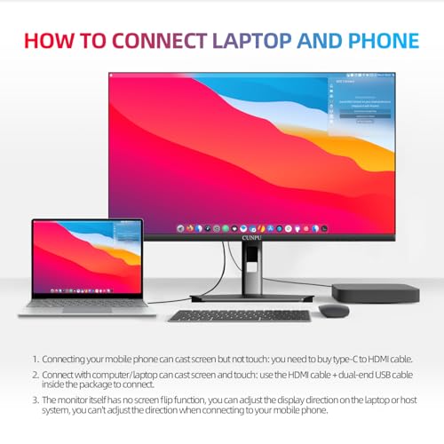 Image of CUNPU 27 Inch Touchscreen Monitor, 10 Point Touch, FHD 1080P 60Hz Nano IPS Screen, 100% SRGB, VESA Wall Mountable, Tilt Adjustment, VGA HDMI for PC, Laptop Business & Work Station